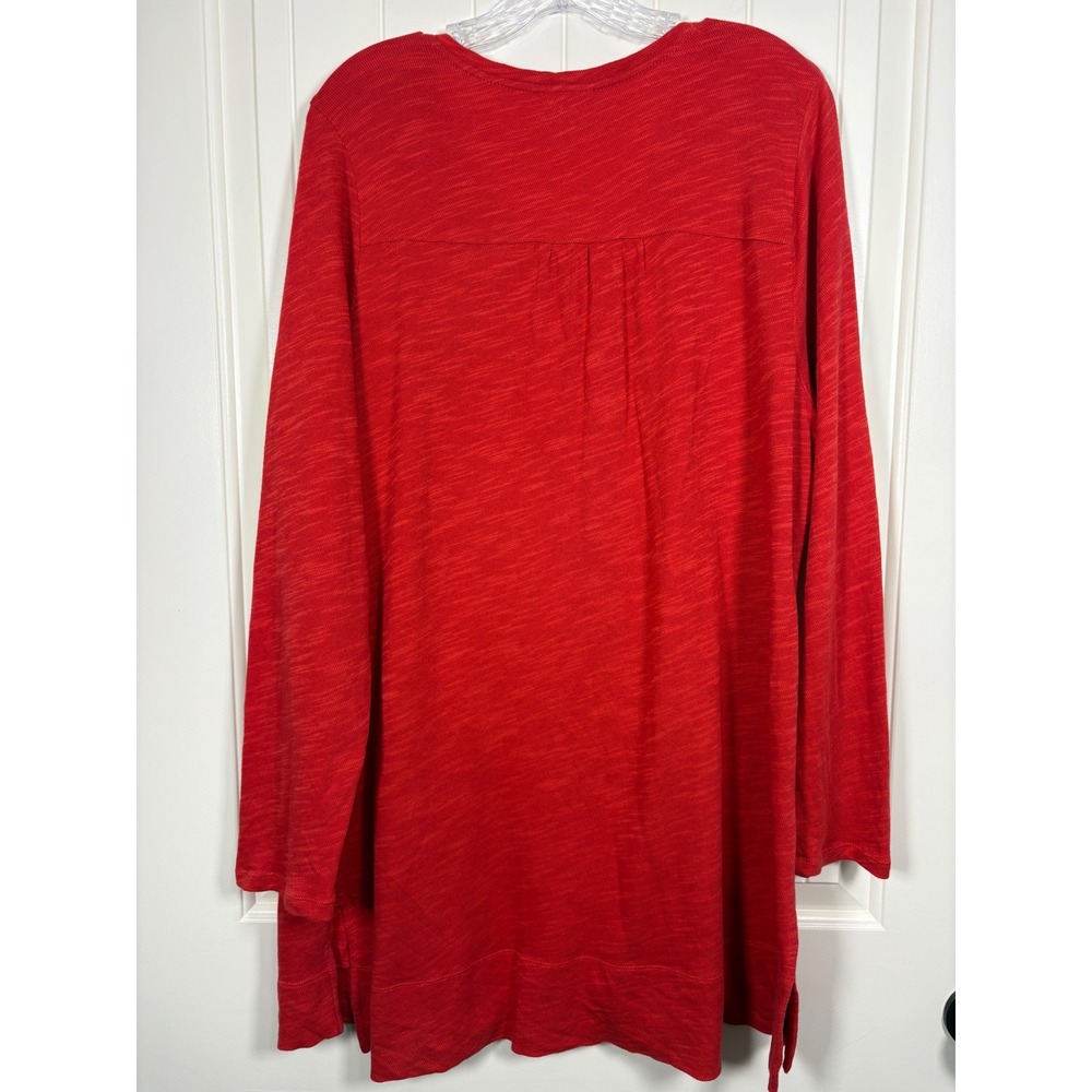 J. Jill Womens Red Slub Knit V-Neck Long Sleeve Tunic with Pockets L Transition - Picture 7 of 7
